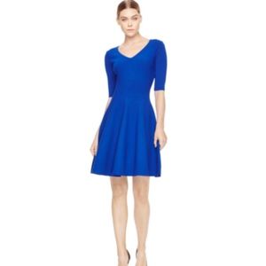 MILLY Cobalt Structured VNeck Swing Dress
